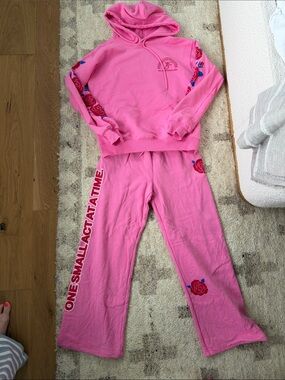 The Mayfair Group Pink Floral Hoodie & Sweatpants Set